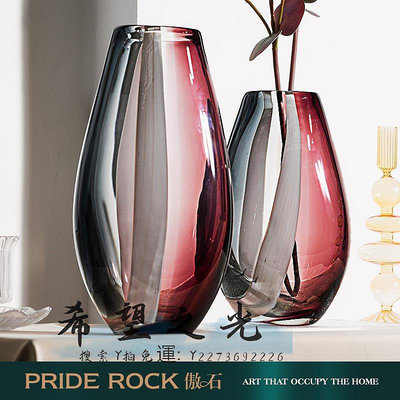 花瓶輕奢高端玻璃透明水養花瓶擺件客廳插花北歐現代簡約電視柜裝飾品花器