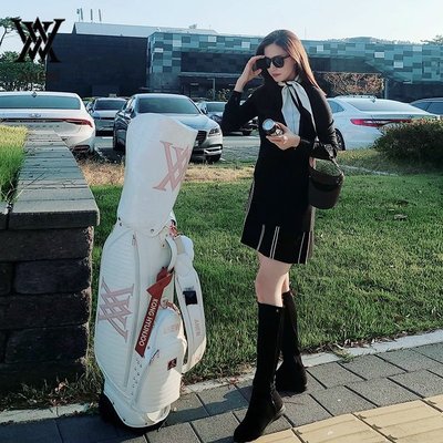韩国ANEW高尔夫球包女士新款滑轮标准支架包golf bag双帽球杆包~特價
