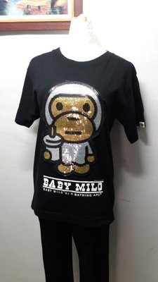 --日本潮牌“A BATHING APE”副牌 “BABY MILO”亮片/純棉T-shirt—可愛的棉T!
