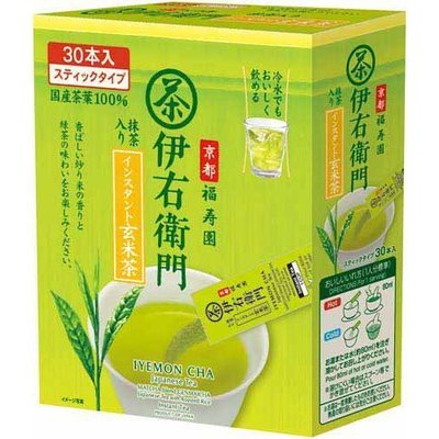 日本伊右衛門抹茶入玄米茶粉30袋入(盒裝)24g(0.8gX30袋入)方便隨身包款(可冷泡) 玄米茶粉