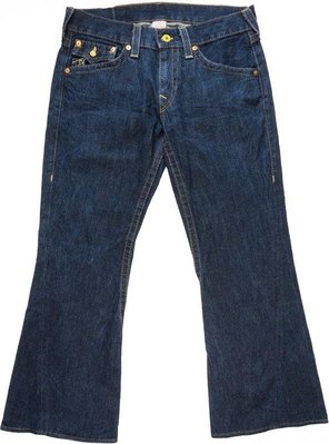 美國頂級牛仔褲品牌True Religion深藍色修身線條靴型牛仔褲 W33 美國製 J-O43