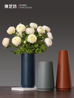 現代輕奢簡約陶瓷花瓶 北歐美式家居餐桌樣板房插花器裝飾品擺件~有間小鋪~超夯 精品