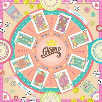 【Qmoment】Asama 阿薩瑪設計師絲巾賭場風雲 Casino Royale (玫瑰粉) 穿搭配件撲克牌拉霸