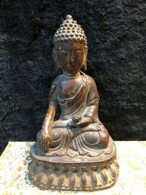 『華山堂』早期 老件古董 精緻銅雕 佛陀 釋迦牟尼佛 老銅雕 鎏金 古董文物 老件