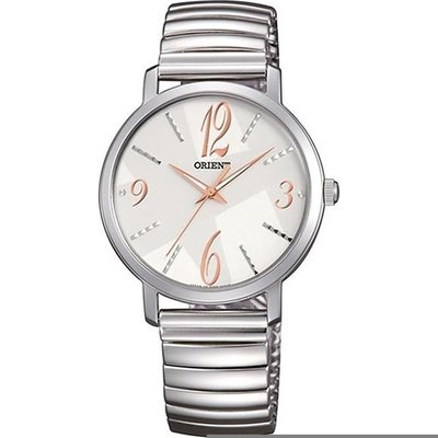 【 幸福媽咪 】 網路購物、門市服務 ORIENT 東方錶 日本原裝 伸縮錶帶 白面X玫瑰金FQC0E003B