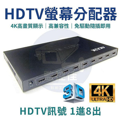 【附發票】HD 1×8 Splitter 一進八出HDMI分配器 HDMI-8 3D HD 1.4 4K×2K