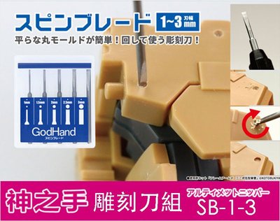【模型屋】現貨 日本 GodHand 神之手 精密手鑽 雕刻刀組 旋轉刀片 GH-SB-1-3