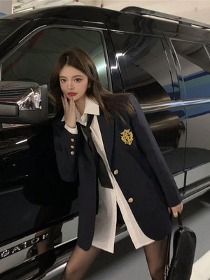 韓國學院風小西裝外套 ☝白襯衫+領帶 ☝網紅款 外套現貨S
