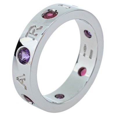 Bvlgari BVLGARI BVLGARI 鑽石紫水晶電氣石 18K 白金戒指尺寸 50