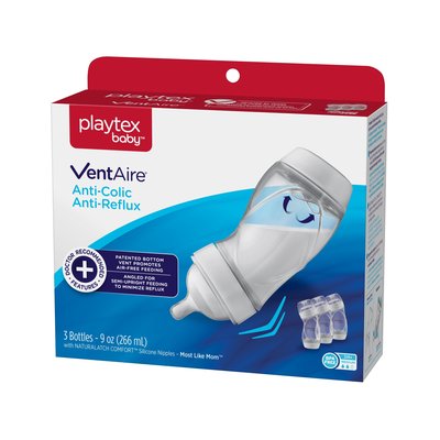 Playtex 266mL VentAire 彎曲防脹氣奶瓶(共3個入)可重複使用 +拋棄式奶瓶1組3入 【全新現貨】