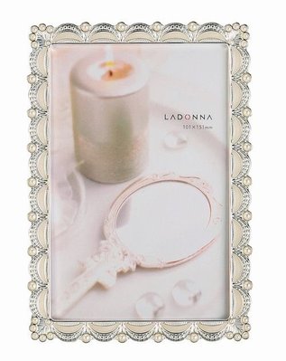 日本Ladonna BRIDAL系列 雅緻珍珠 4X6金屬結婚相框 /MJ98-P-WH-- 婚禮小物.結婚佈置