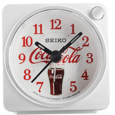 鬧鐘SEIKO日本精工新品可口可樂系列紀念款靜音貪睡夜燈夜光小鬧鐘鬧鈴