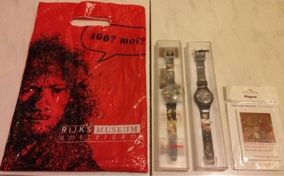 荷蘭國立博物館 Rijks Museum 林布蘭 夜光手錶 兩支一組 + 梵谷博物館 Van Gogh 磁鐵