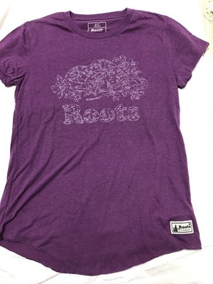 ROOTS 紫色圓領恤-二手九成新