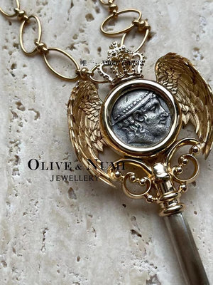 銀幣OLIVE&amp;NUMI 大天使鑰匙吊墜 古幣 暗黑風 歐美 復古 美劇