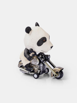 熱賣*我趣！一個人的歡樂！看大熊貓騎上心愛的小摩托慣性動物玩具擺件