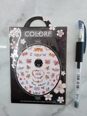 (全新) COLORF 美甲貼紙 指甲貼片 3D Design Nail Sticker (CA-070 花朵圖案)