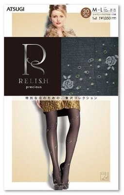 【拓拔月坊】厚木 Relish 極致典藏　30丹 金蔥玫瑰繞紋 褲襪　日本製～現貨！