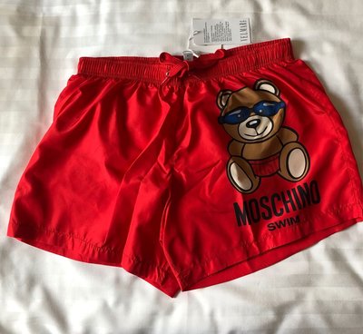 [品味人生2]保證全新正品 Moschino teddy bear 小熊 紅色 海灘褲 size M