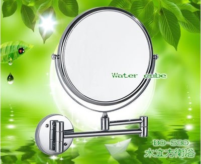 【台灣製造】雙面修面鏡 雙面化妝鏡 浴室化妝鏡 放大鏡化妝鏡 浴室雙面鏡 可旋轉伸縮化妝鏡)BO-530水立方衛浴