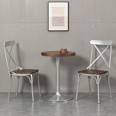 美式復古餐椅酒吧奶茶店靠背實木椅咖啡廳餐廳工業風鐵藝休閑椅子