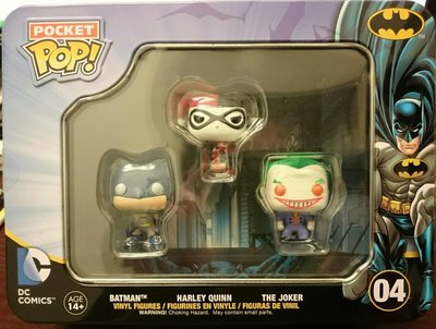 DC POP!蝙蝠俠公仔鐵盒精裝版 蝙蝠俠x小丑女x小丑 --Funko出品