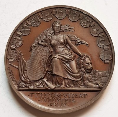 瑞士銅章1892 Swiss Zurich Shooting Bronze Medal by Bovy,