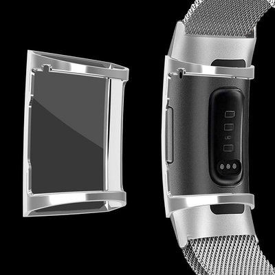 手錶帶適用fitbit charge 3 4智能手環charge3硅膠電鍍保護套TPU防摔殼