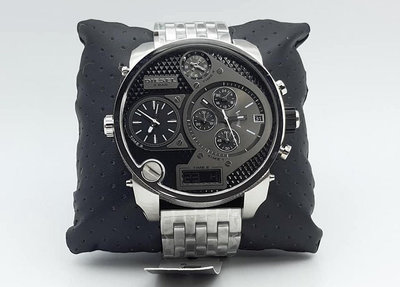 DIESEL Super Bad Ass 黑色錶盤 銀色不鏽鋼錶帶 石英 男士手錶 DZ7221