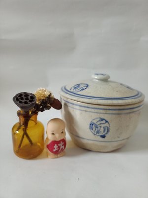 早期台灣陶瓷燉盅囍字燉鍋豬油甕/懷舊復古擺飾收藏（1112）