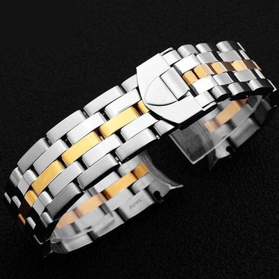 不銹鋼精鋼帶手錶配件 不銹鋼實心錶帶適用駿鈺系列男士弧口 21mm