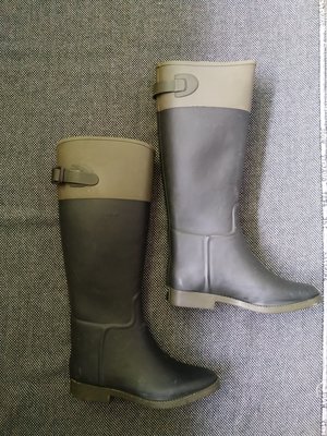 英國品牌 Margaret Howell 黑色灰綠色撞色雨靴雨鞋長靴馬靴