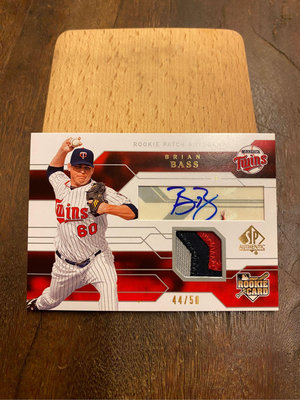 美職MLB 2008 Upper Deck Brian Bass布萊恩·巴斯 #44/50 親筆簽名 球衣卡 棒球卡 球卡