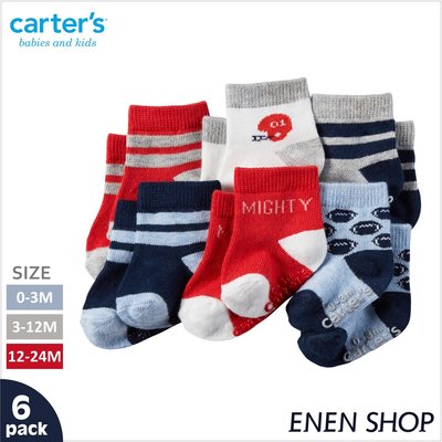 『Enen Shop』@Carters 運動小子款針織襪六件組 #GB12346｜0M-3M-12M-24M