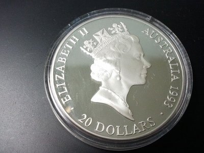 (財寶庫)1993年澳洲慶祝奧運100周年精製紀念銀幣33.63g 2枚一套(40mm)如圖