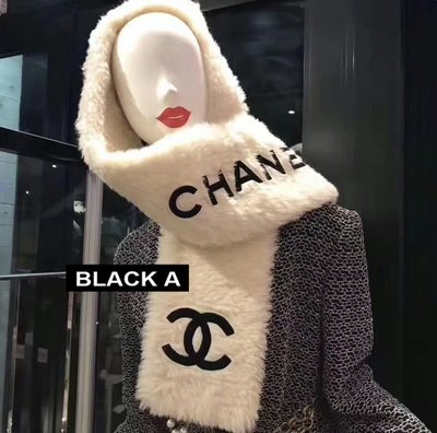 【BLACK A】獨家 日本復古二手精品Vintage Chanel  絕版羊毛圍巾／GD 皮草耳罩