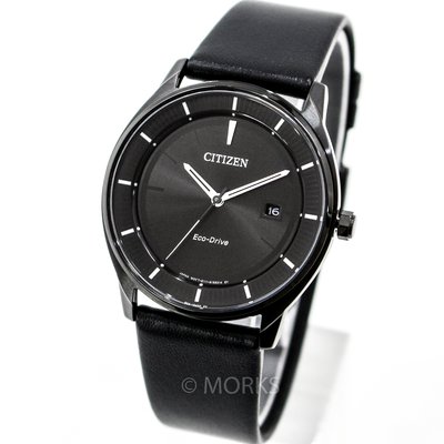 CITIZEN BM7405-19E 星辰錶 40mm 光動能 黑面盤 黑色皮錶帶 簡約設計 男錶女錶