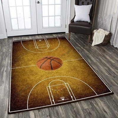 籃球3D全印地毯方形藝術法蘭絨防滑大地毯客廳家居裝飾-慧友芊家居