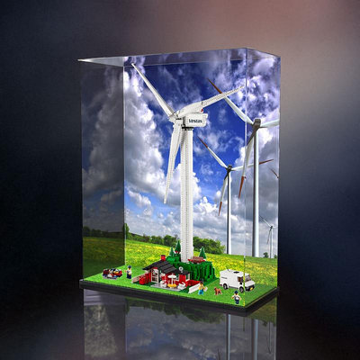 亞克力展示盒適用于樂高10268斯塔斯風力發電機積木模型透明防塵~芙蓉百貨
