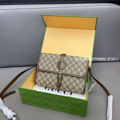 【二手包包】Gucci 古奇互扣 GG翻蓋郵差包 單肩斜挎包 ，經典百搭 實物拍攝 頂級面料 配防塵袋 NO21199