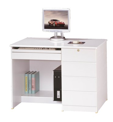 【生活家傢俱】JF-341-4：資訊3.5尺白色電腦桌-下座【台中家具】兒童桌 學生桌 辦公桌 書桌 鍵盤抽屜
