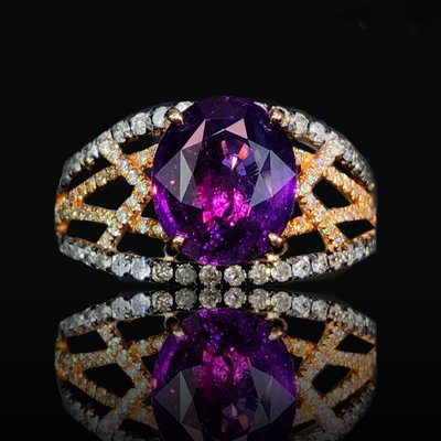 【巧品珠寶】紫羅蘭色錫蘭-藍寶石&amp;18K金玫瑰金+烏金