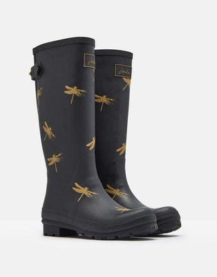 Miolla 英國品牌 Joules 黑底色蜻蜓高筒雨靴/雨鞋