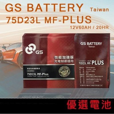 號外！﹗GS免加水電池75D23L MF-Plus(55D23L加強版)GTH55DL GTH75DL皆適用