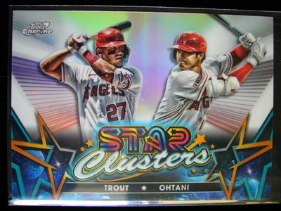 大谷翔平&amp;Mike Trout漂亮雙人最新版本星球系列金屬亮面特卡 2023 Topps Chrome Cosmic Star Clusters