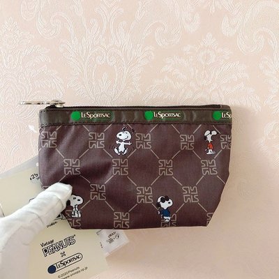 ╭＊全新現貨＊╯LeSportsac x Snoopy 咖啡史努比 2724 手拿包 鑰匙包 零錢包 化妝包 收納包卡包