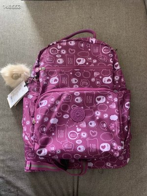 【熱賣精選】 Kipling 猴子包 K14169 玫紫塗鴉 輕量雙肩後背包 電腦包 媽媽包 多夾層 大容量 休閒