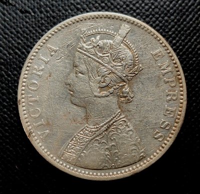 〈英屬東印度 錢幣〉1880年維多利亞女王一盧比 銀幣(402)