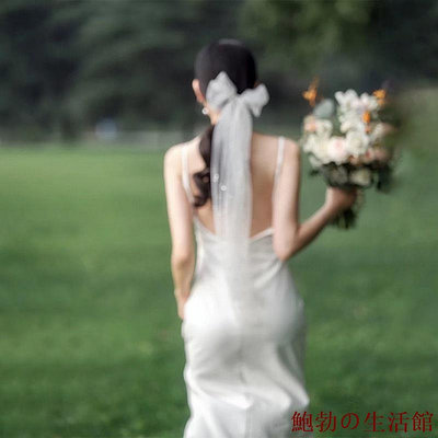 吊帶白色緞面禮服 旅拍輕婚紗 魚尾甜美自助婚紗 大尺碼婚紗