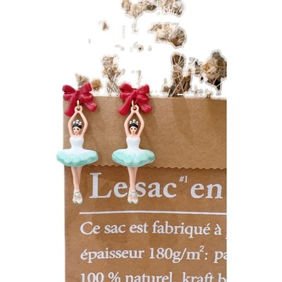 現貨熱銷-大牌潮款法國Les Nereides圣誕芭蕾舞 胡桃夾子系列 蝴蝶結耳釘耳環耳夾